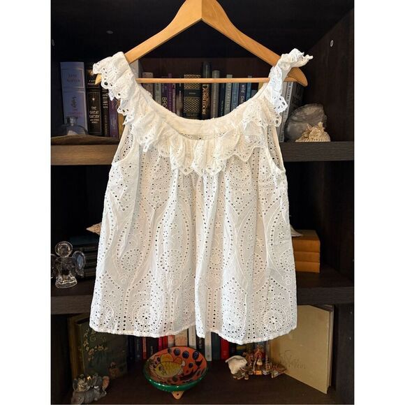 Sézane Rosa Eyelet Top Blouse In Ecru White Size Small - Picture 5 of 7